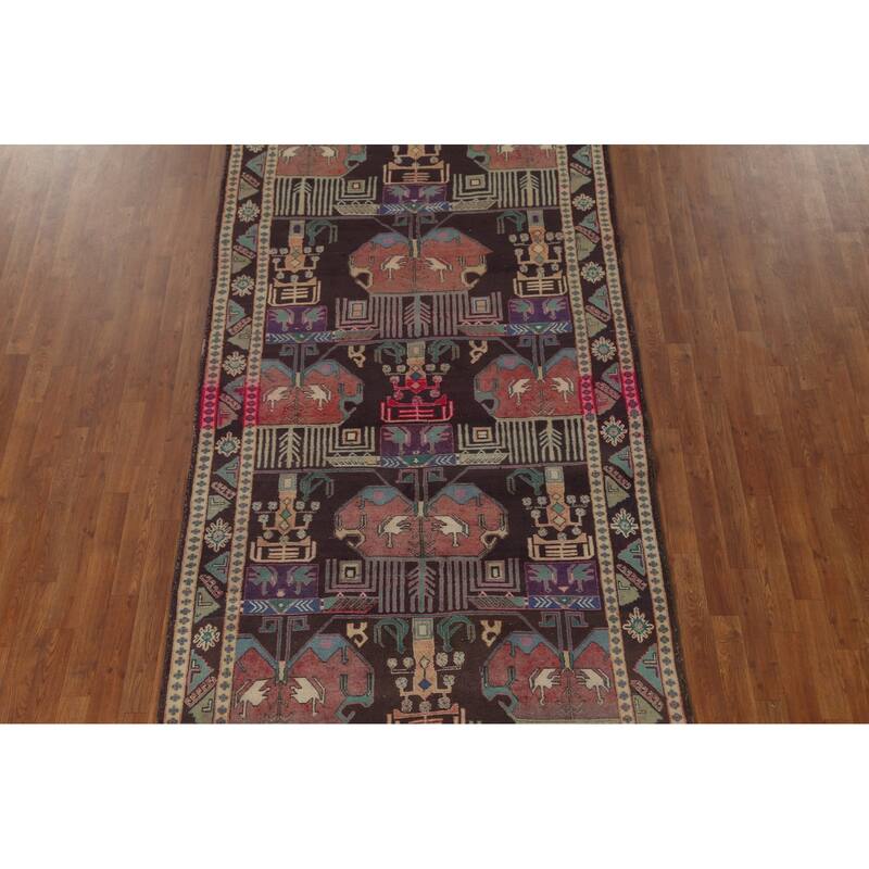 Over-Dyed Ardebil Persian Vintage Area Rug Handmade Wool Carpet - 4'10" x 9'7"