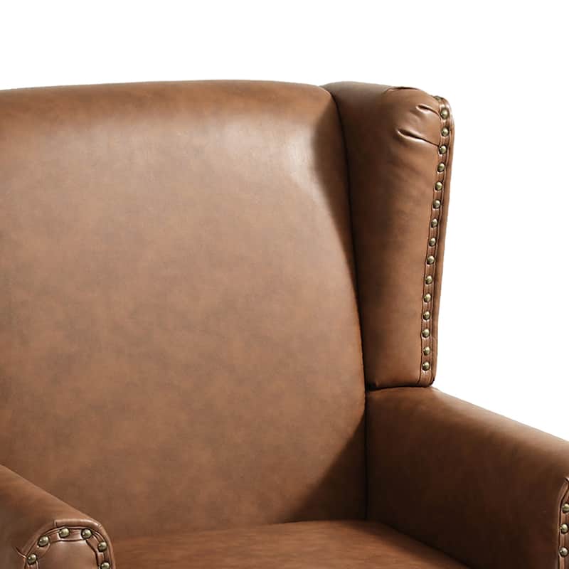 Upholstered Nailhead Trim Armchair Wingback Accent Chairs Set of 2