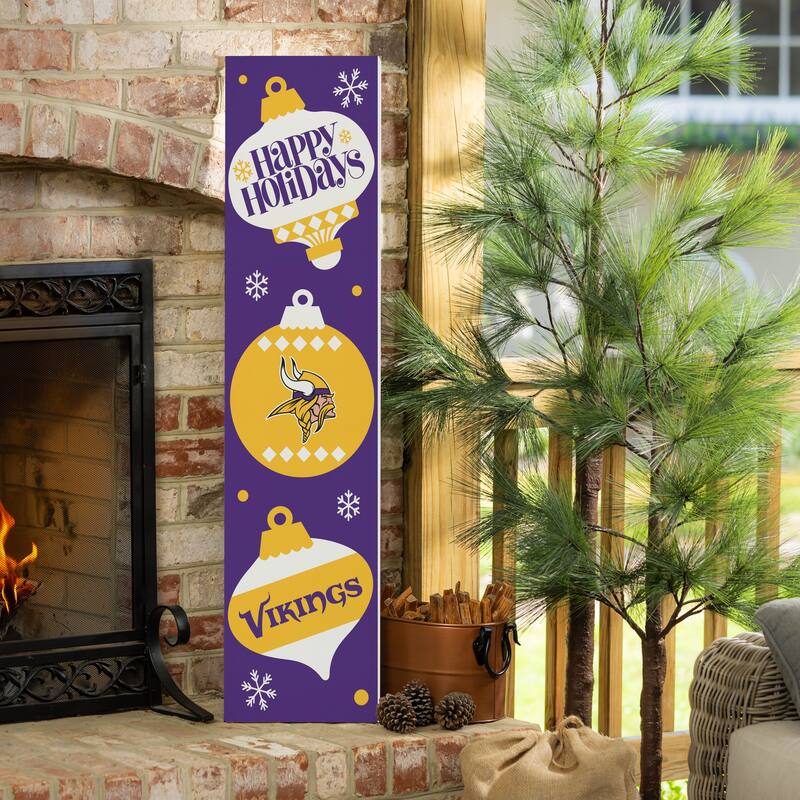 47" Double Sided Seasonal Porch Leaner, Minnesota Vikings - 47" x 11.25" - Christmas