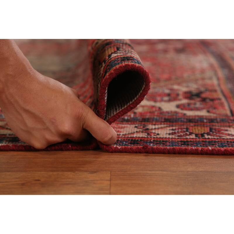 Hand Knotted Oriental 100% Wool Carpet Traditional Geometric Red Botemir Area Rug - 6' 7'' X 4' 2''