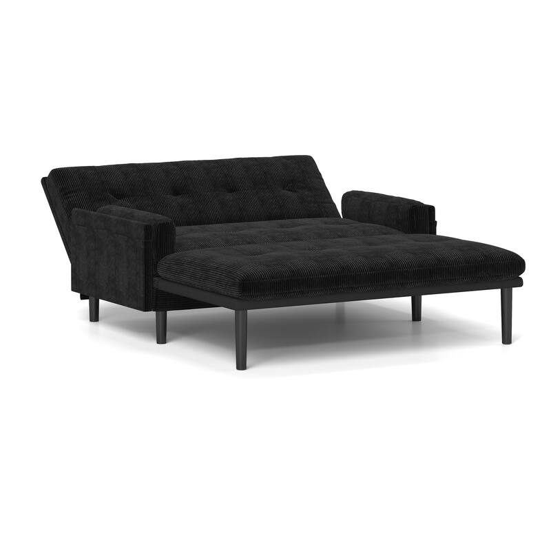 Roomfitters, Corduroy 2-Seater Sofa Sleeper, Convertible Loveseat with Recline Function and Armrests, Modern Small Sofa Bed