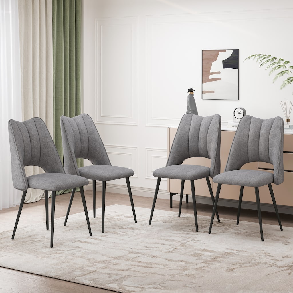 Modern Dining Chairs Set of 4 w/ High Resilience Filling & Adjustable Feet for Kitchens and Dining Rooms - Grey