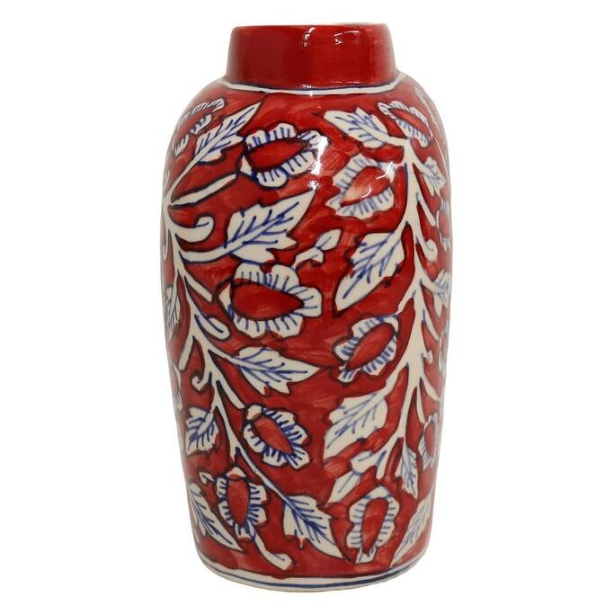 Home&Manor Ceramic Large Red Vase