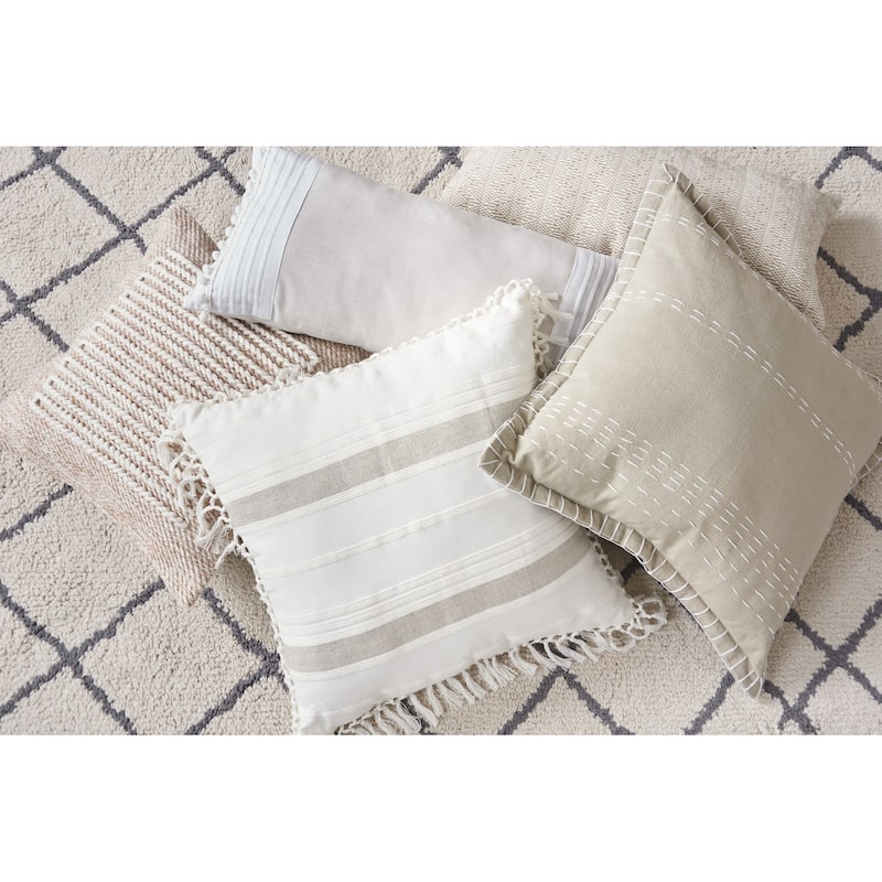 20" x 20" Nathan Dune Striped Woven Square Throw Pillow