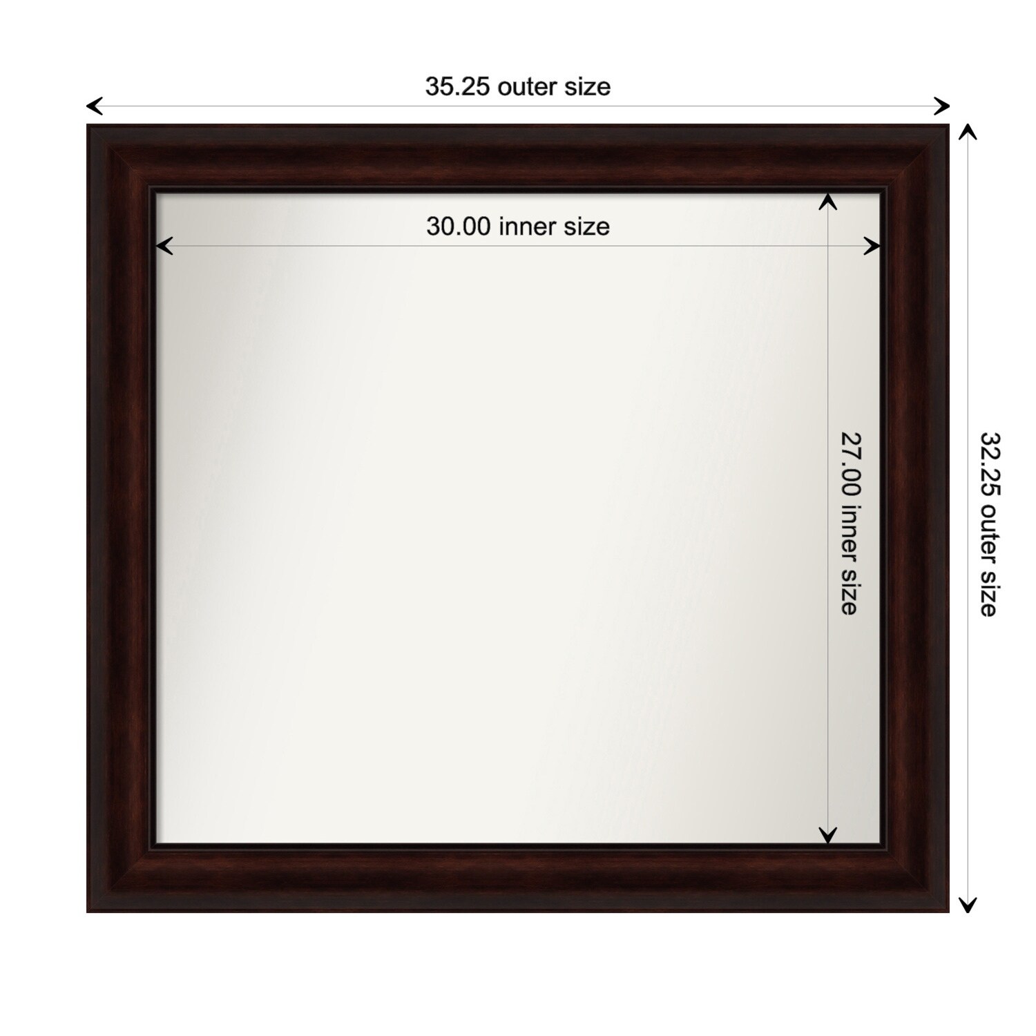 Coffee Bean Brown Framed Non-Beveled Custom Wall Mirror, Bathroom Vanity Mirror