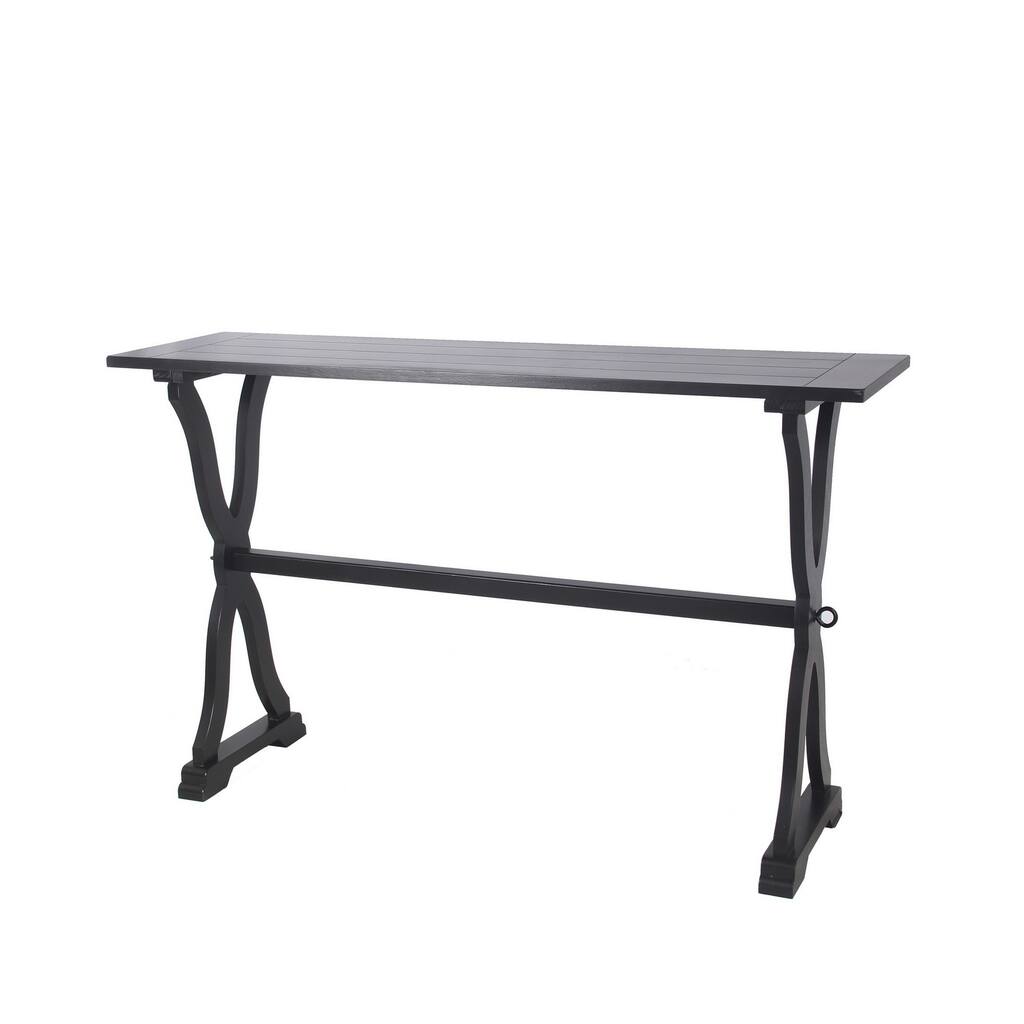 Pablo 48 Inch Classic Accent Console Table, Crossed Legs, Midnight Black