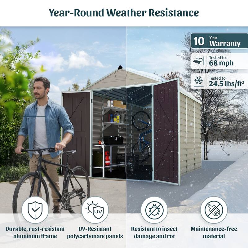 SkyLight 6 ft. x 3 ft. Tan Garden Outdoor Storage Shed - 6 ft x 3 ft