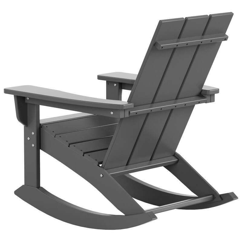 Shoreside Modern Eco-Friendly All Weather Poly Adirondack Rocking Chair with Side Table (2-Piece Set)