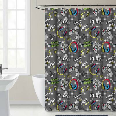 Kidz Mix Game On Shower Curtain - Grey - 72" x 72"