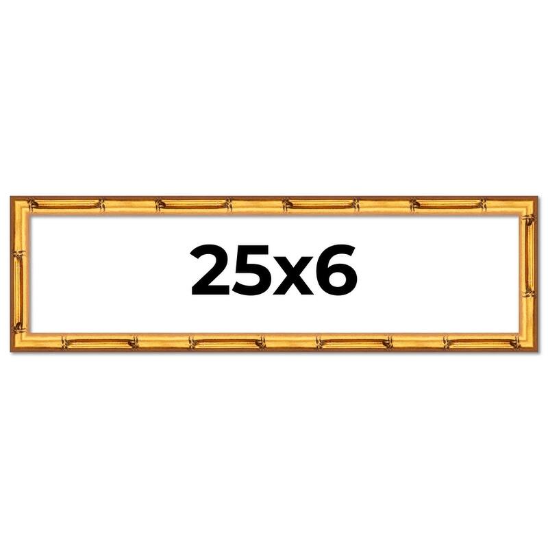 25x6 Frame Gold Bamboo Picture Frame Modern Photo Frame Includes UV Acrylic Shatter Guard Front Acid Free Foam Backing Board