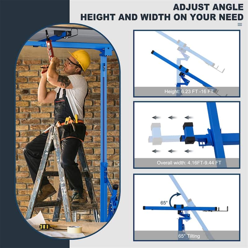 16ft Lift Drywall Panel Hoist Jack for Ceiling - Blue