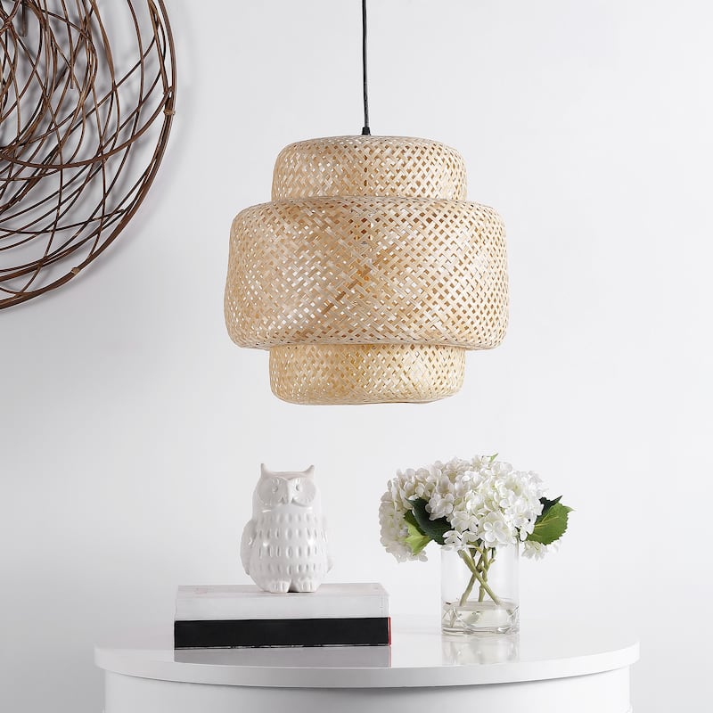 SAFAVIEH Lighting Raven 16.5-inch Pendant - 17" W x 17" D x 19-199" H - Natural - 17Wx17Dx199H