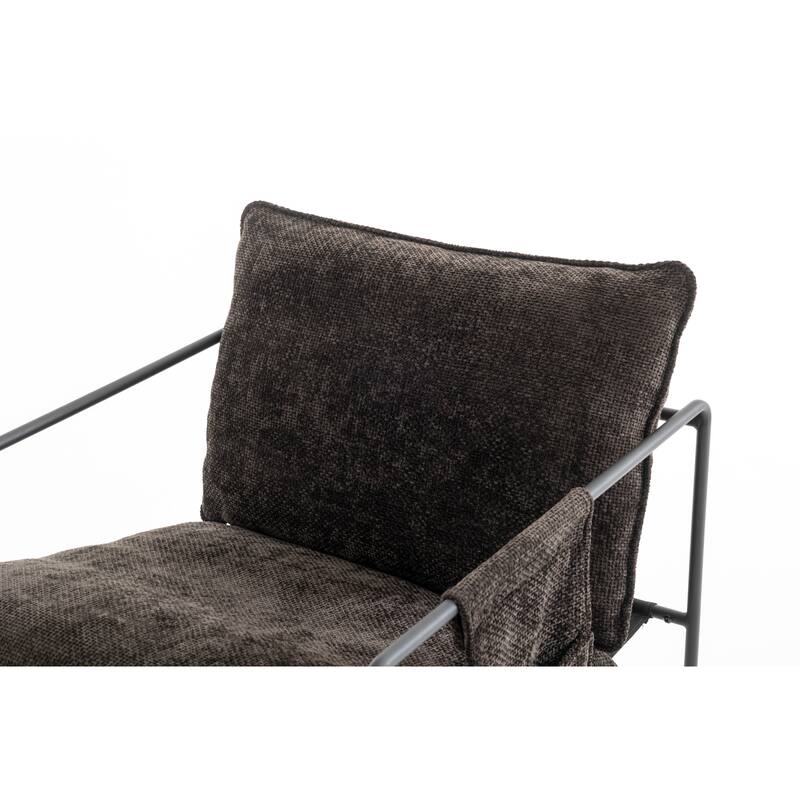 30.7" Arm Chair with Metal Frame and Gold Accents (Set of 2)