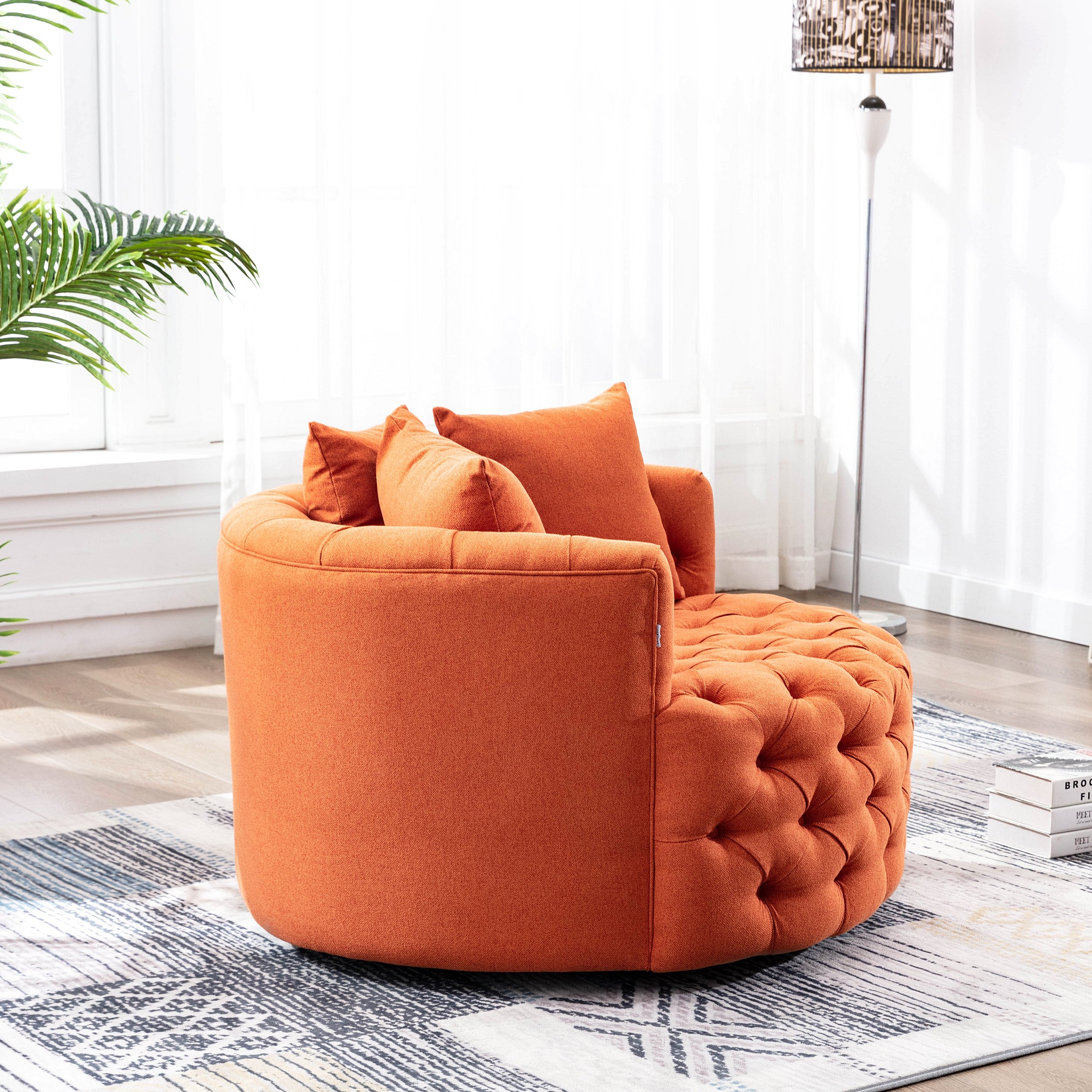 Retro Round Tufted Swivel Barrel Chair On Sale Bed Bath