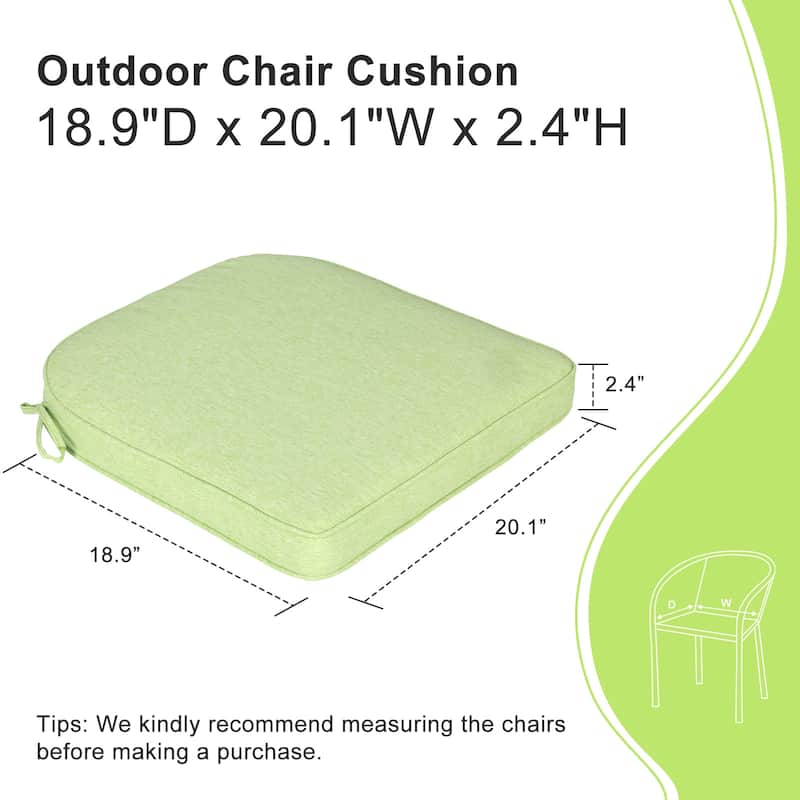 Aoodor Outdoor Dining Chair Cushions Set of 2, Outdoor Chair Pads with Ties, 20 x 19 inch