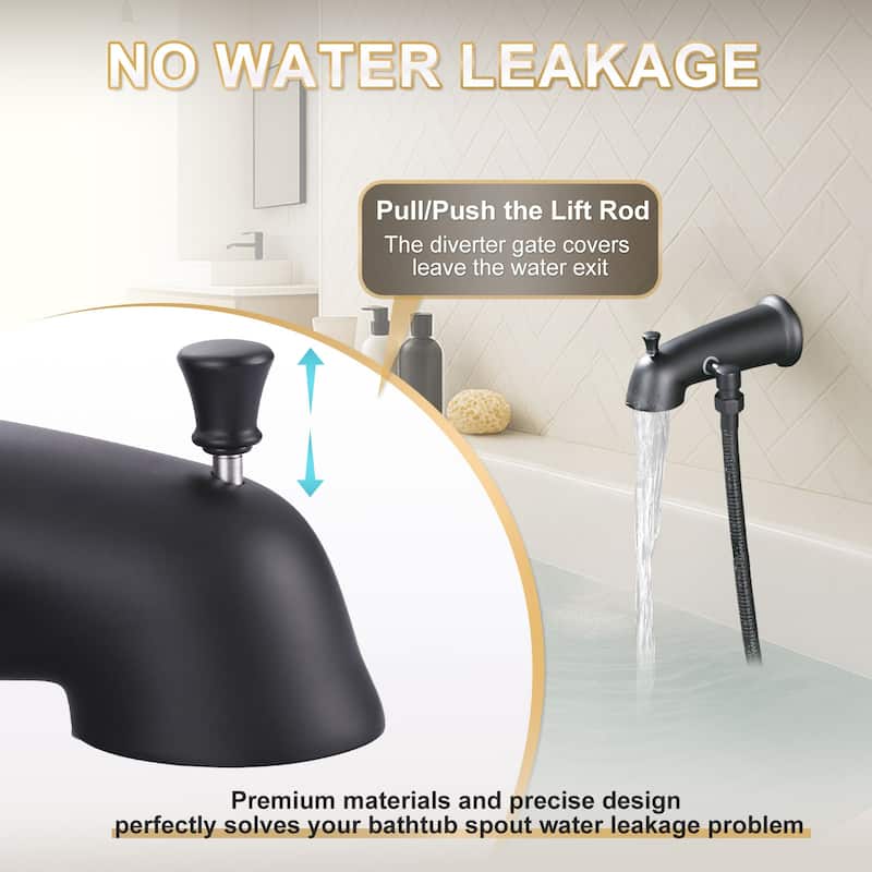 WOWOW Integrated Diverter Bathtub Spout with Showerhead Connection