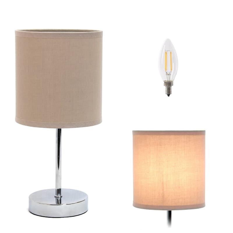 Simple Designs 11.81" Basic Mini Table Lamp with Feit LED Bulb Included - 11.81 - Gray Beige