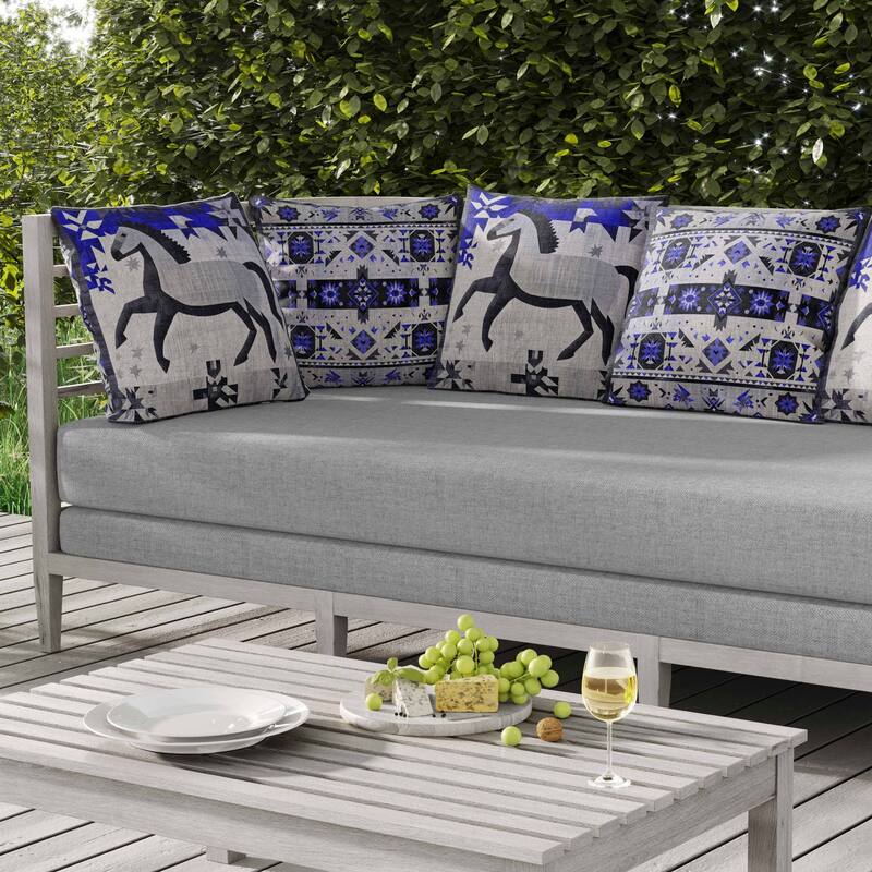 Starry Night Rider Indoor/Outdoor Reversible Throw Pillow Blue and Gray