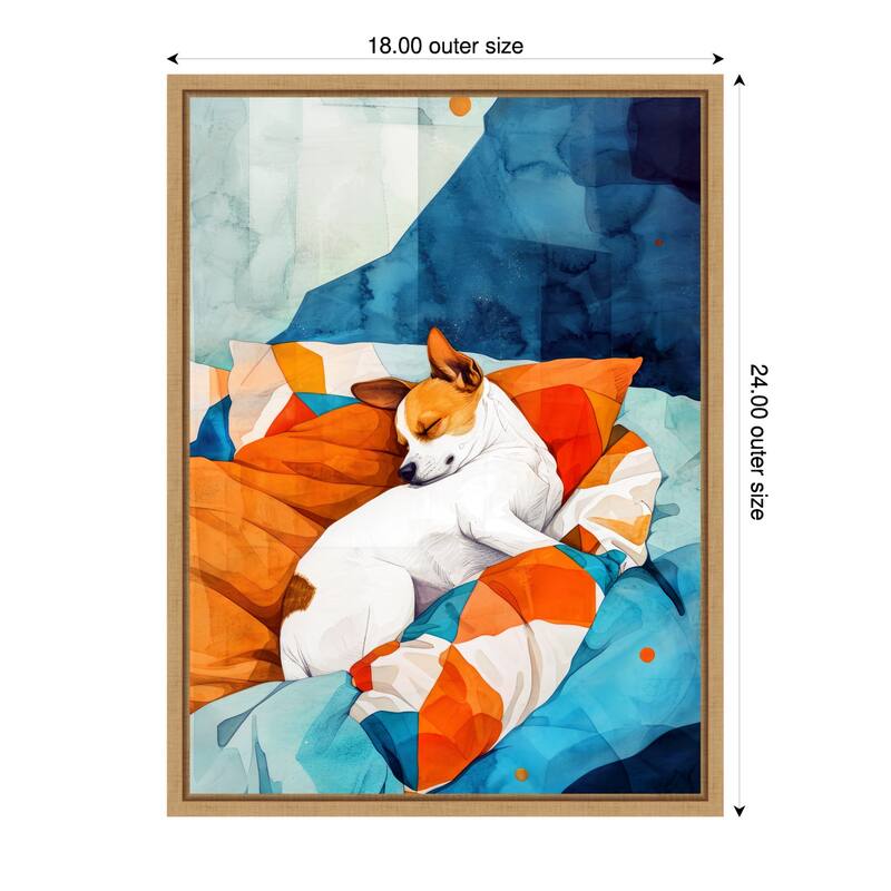 Dogs Life Nap by Justyna Jaszke Framed Canvas Wall Art - 18 x 24 in