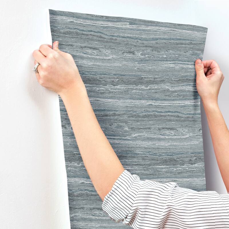 Chris Loves Julia x A-Street Prints Lyman Blue Striated Wallpaper