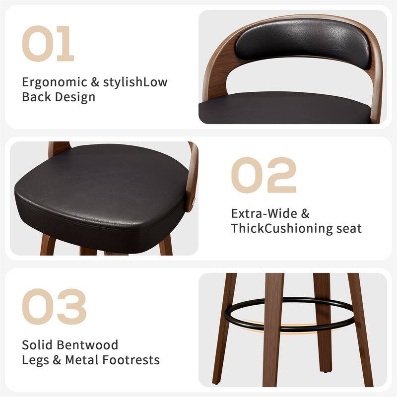 Set of 2 Swivel Counter Height Bar Stools for Kitchen Island