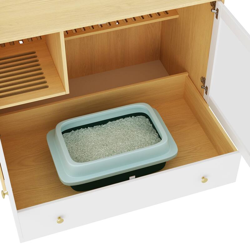 40" Cat-Friendly Litter Box Enclosure with Storage Bookcase Cabinet