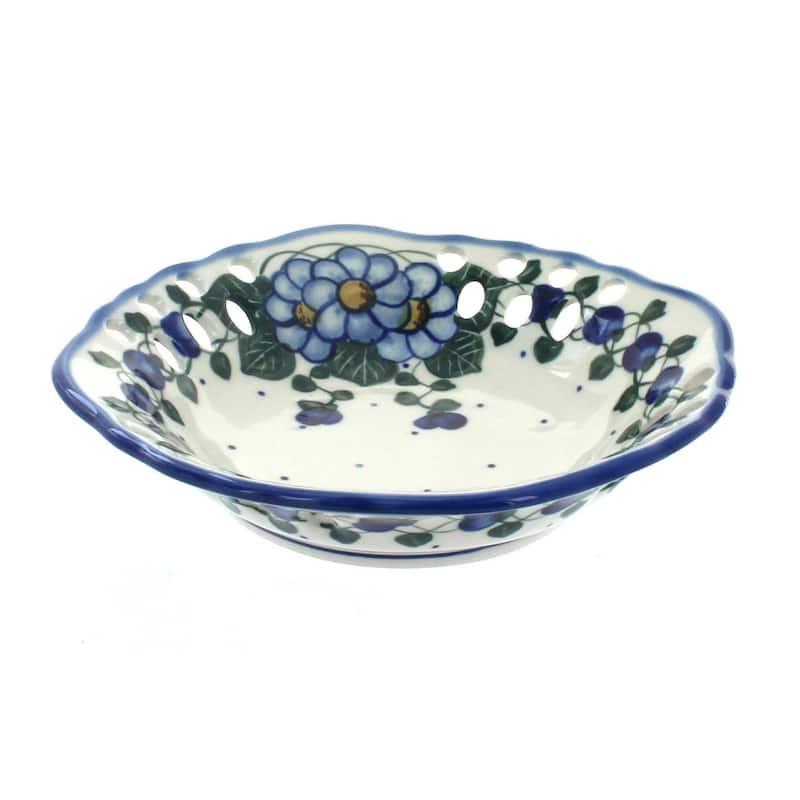 Blue Rose Polish Pottery 32A WR Unikat Small Fruit Dish