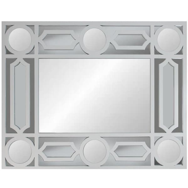 slide 2 of 5, 29.5" White Framed Geometric Openwork Rectangular Wall Mirror