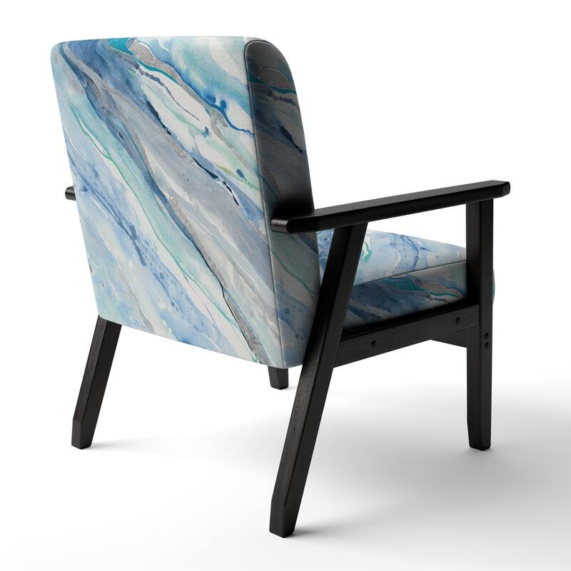 Designart "Blue Silver Spring II" Upholstered Modern Lake House Accent Chair - Arm Chair