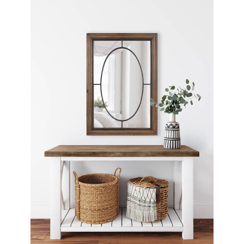 Kate and Laurel Silverthorne Wood Framed Wall Mirror - Rustic Brown - 24x34.75