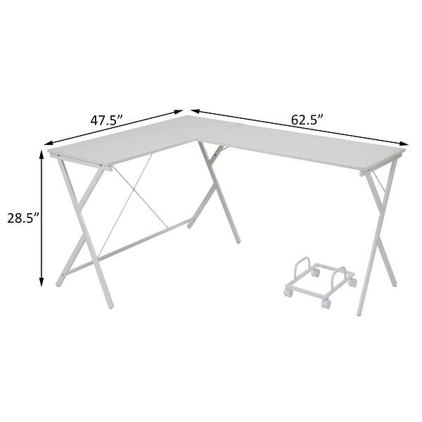 White Lshaped Computer Desk with CPU Holder for Home Office - Bed Bath ...