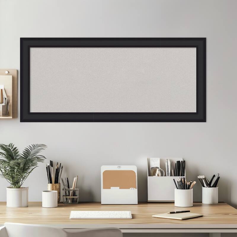 Oliver Black Narrow Wood Framed Cork Board - Bulletin Board, Organization Board, Pin Board
