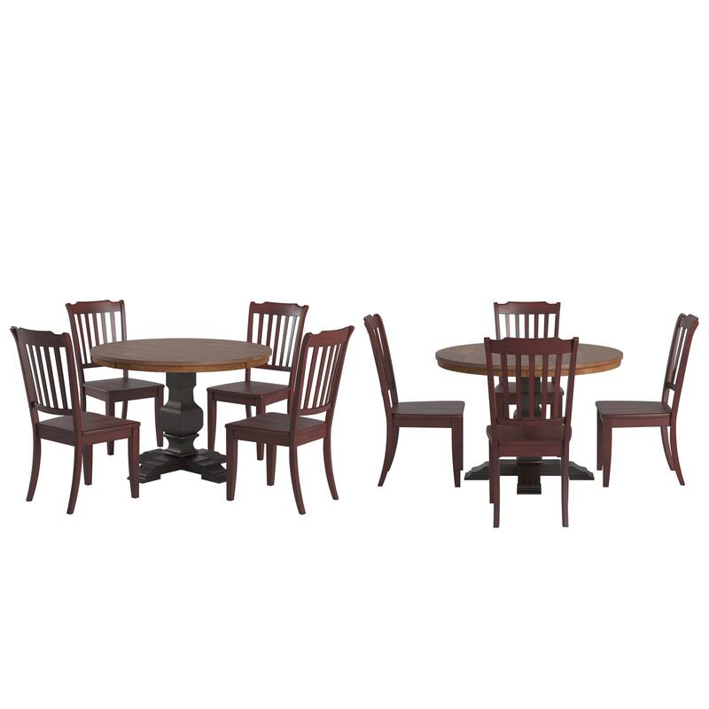 Ronda 45" Round Solid Wood Top Dining Set with Spindle Back Chairs