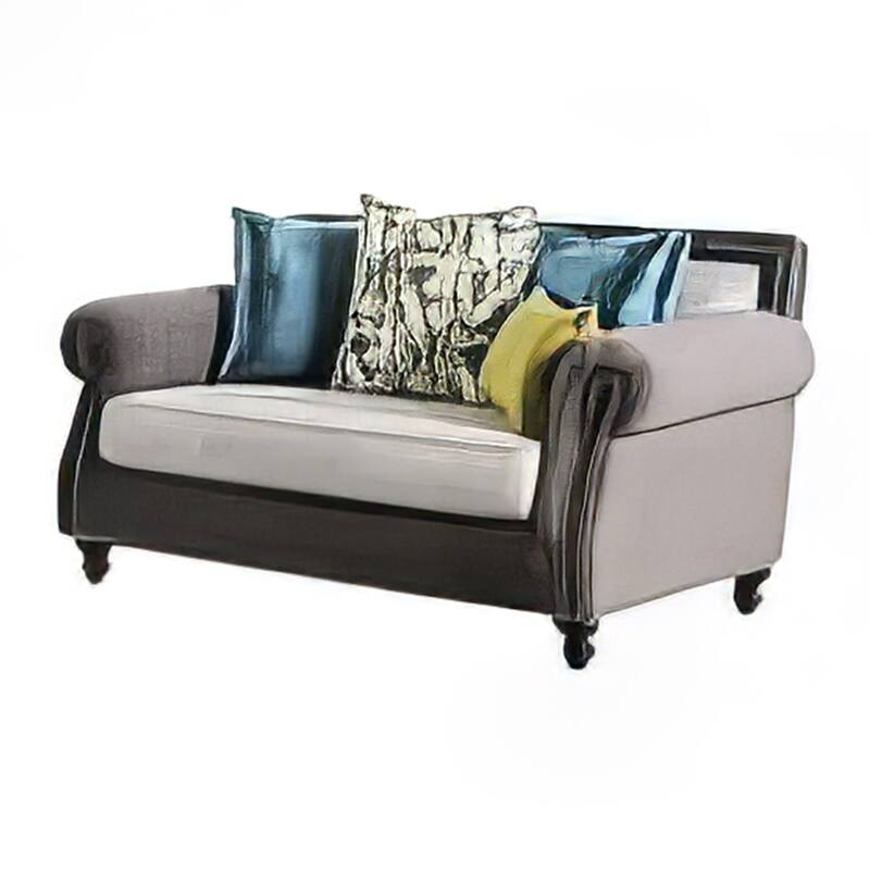 Ella Sofa and Loveseat Set, Olive Green, Gray Button Tufted Microfiber