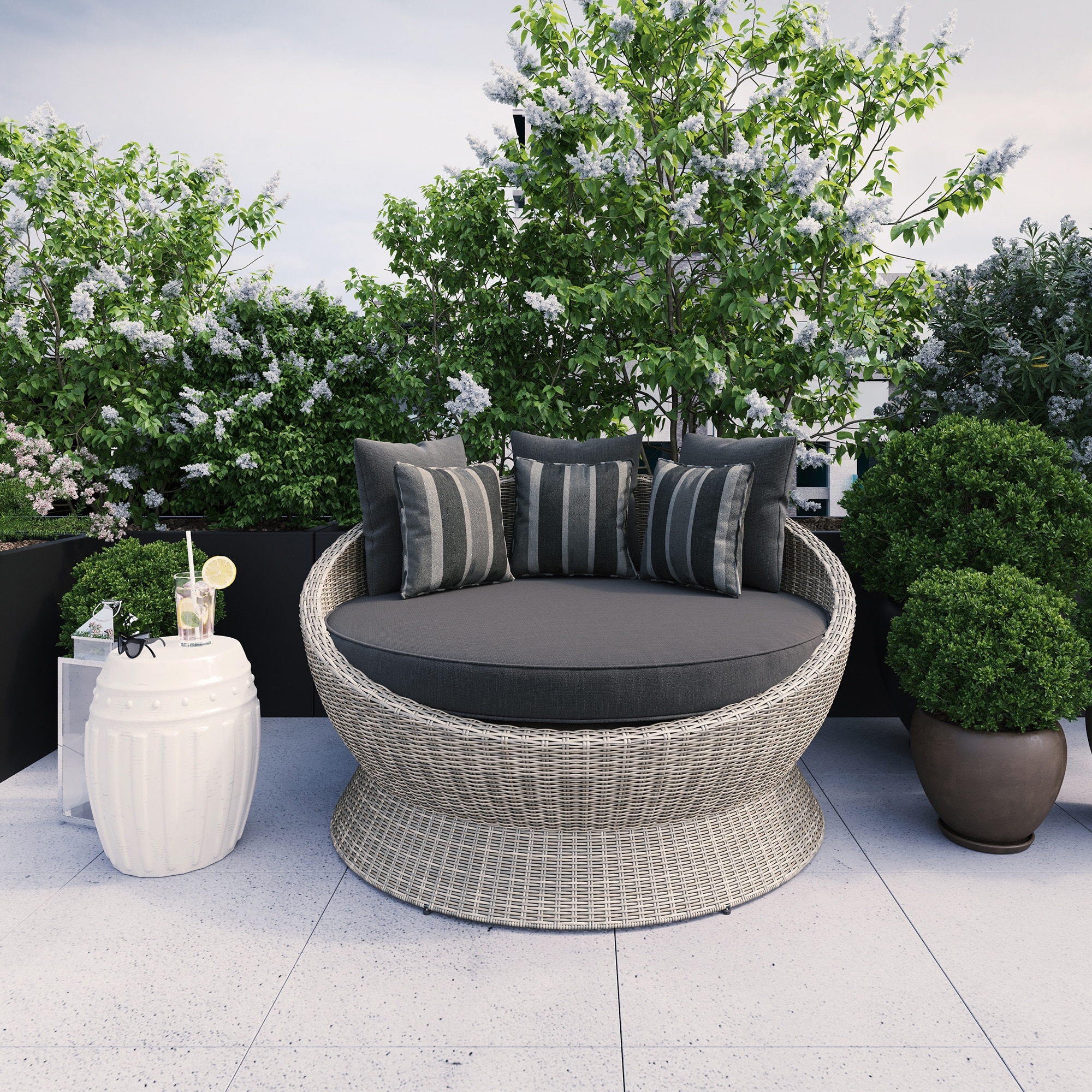 Shop Martha Stewart Hudson Outdoor Daybed With Cushion And