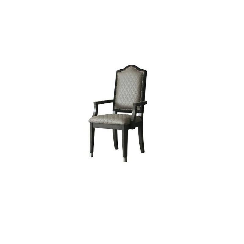 Arm Chair with Fabric Seat and Arched Top, Set of 2, Beige