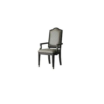 Arm Chair with Fabric Seat and Arched Top, Set of 2, Beige