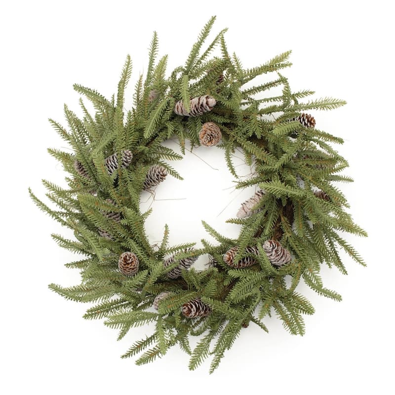 HomeRoots 24" Green And Brown Christmas Pine And Pinecone Artificial Wreath