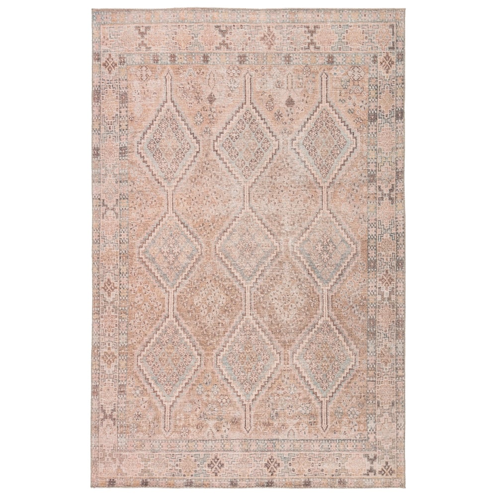 Marquesa Machine Washable Trellis Light Pink/ Blue Area Rug