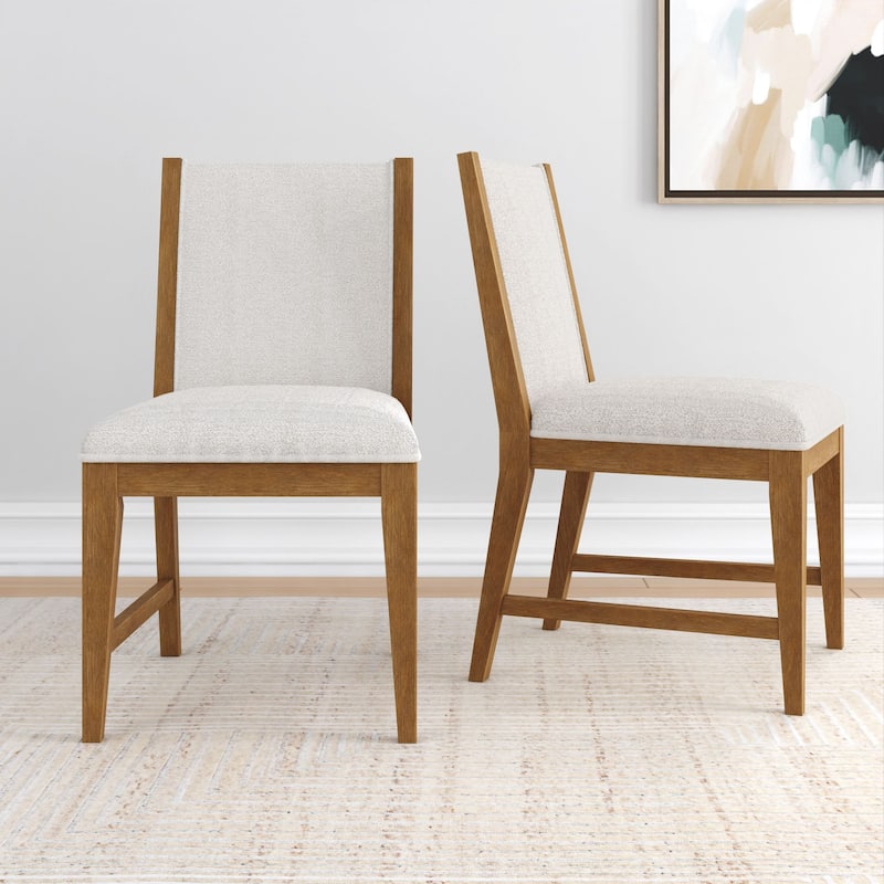 Plank and Beam Sereno Upholstered Dining Chair - Set of 2 - Pecan/Ivory Cushion