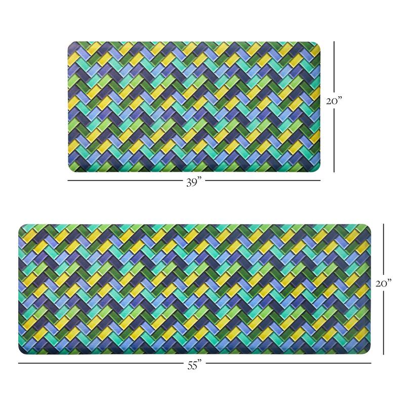 FIESTA Party Herringbone Tiles Modern Geo Anti-Fatigue Comfort Kitchen Mat, Non-Slip Floor Mat, Padded Standing Desk Mat