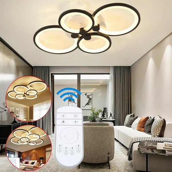 Heads Acrylic Chandelier Light Ceiling Lamp Modern LED Remote - Main Image
