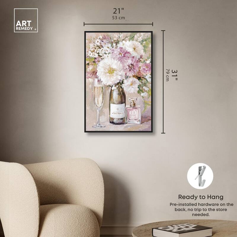Light Floral Champagne Vase Canvas by Art Remedy