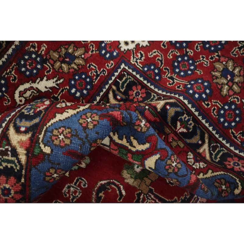 Hand Knotted Oriental 100% Wool Carpet Traditional Geometric Red Tabriz Area Rug - 13' 1'' X 10' 1''