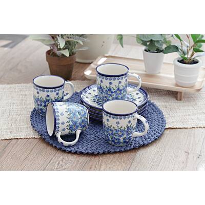 Blue Rose Polish Pottery 1800 Zaklady 4PC Mug Set