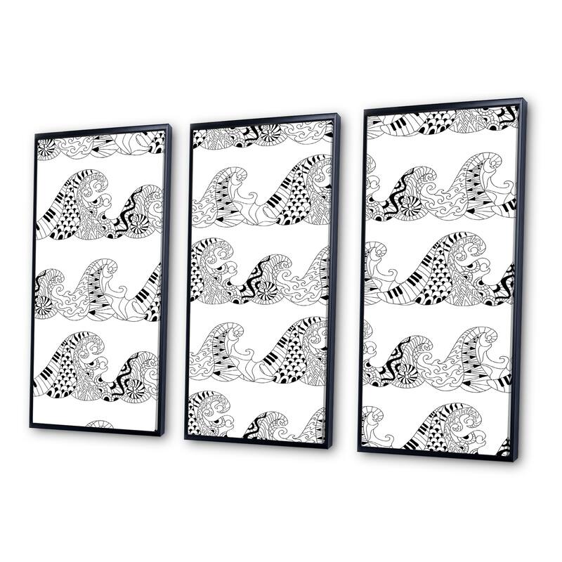 Designart "Abstract Weaves Pattern In Black And White II" Modern Framed