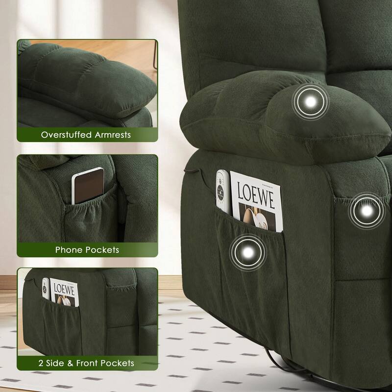 Massage Recliner Chair with Vibration and Lumbar Heating 350LB Capacity Swivel Rocker
