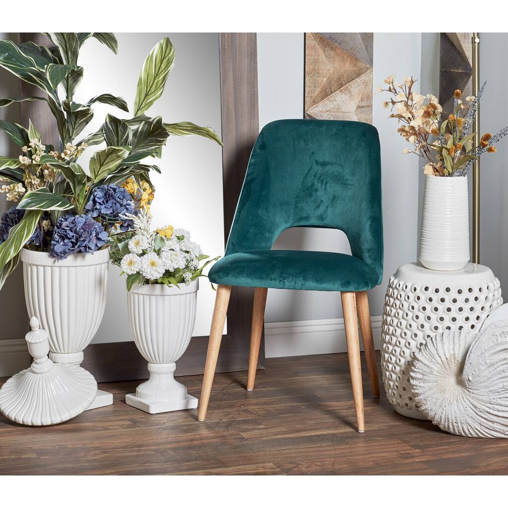 Modern Wood and Fabric Cushioned Dining Chair by Studio 350