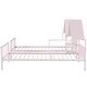 preview thumbnail 12 of 13, Pink Twin Size Metal Double Platform Bed with House-shaped Headboard and a Built-in Nightstand