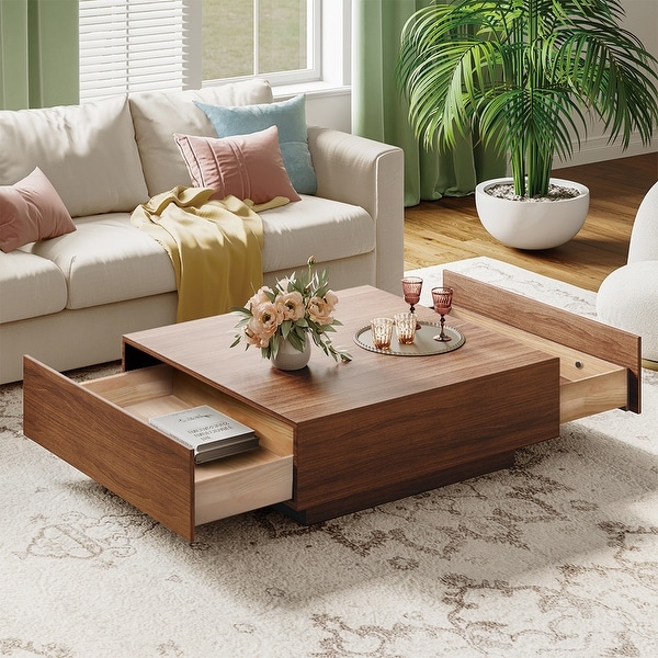 Mid Century Modern Coffee Table Minimalist Wood Veneer Coffee Table with Storage for Living Room Fully assembled On Sale Bed Bath Beyond 40162872